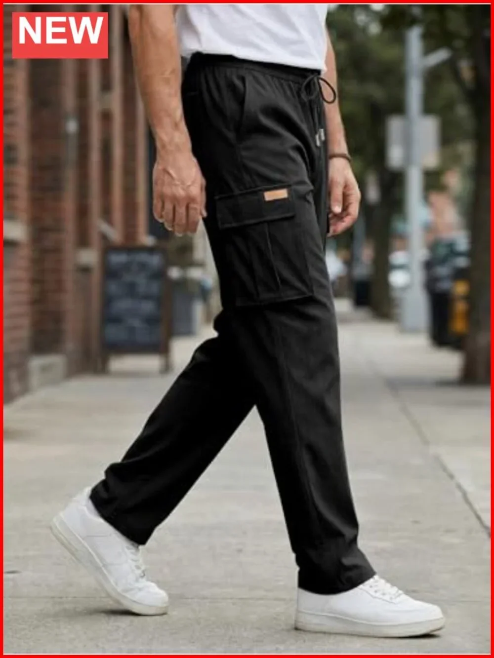 Men's Cargo Joggers with Multi Pockets Stretch Drawstring Sweatpants